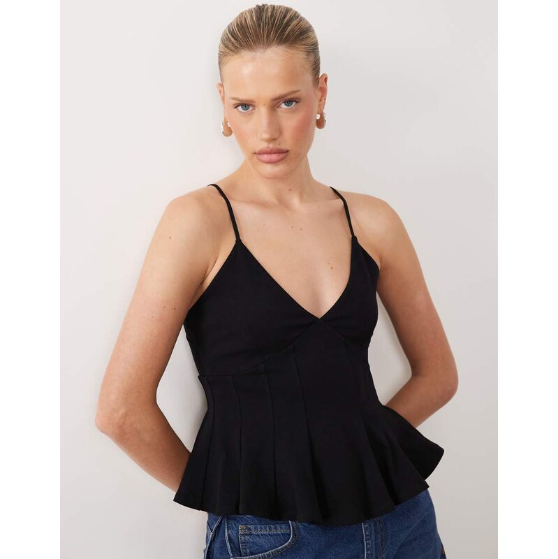 Gina Tricot peplum singlet top in black