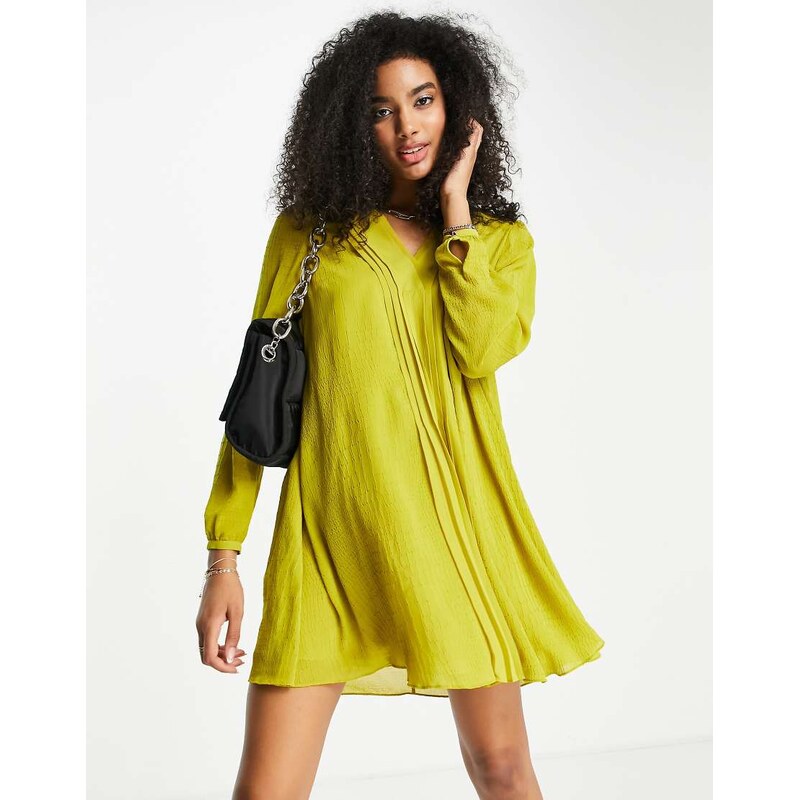 Ted Baker Kaynie pleated mini dress in yellow