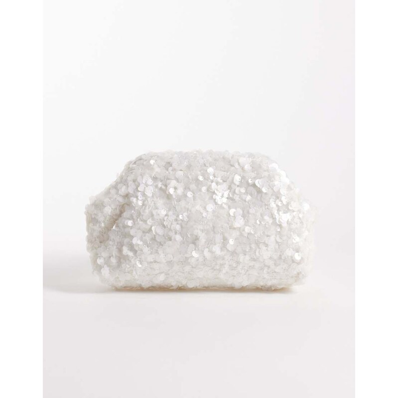 True Decadence sequin pillow clutch bag in white 114956226