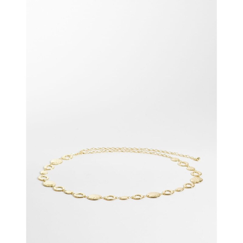 My Accessories curve oversized hammered circle belt in gold