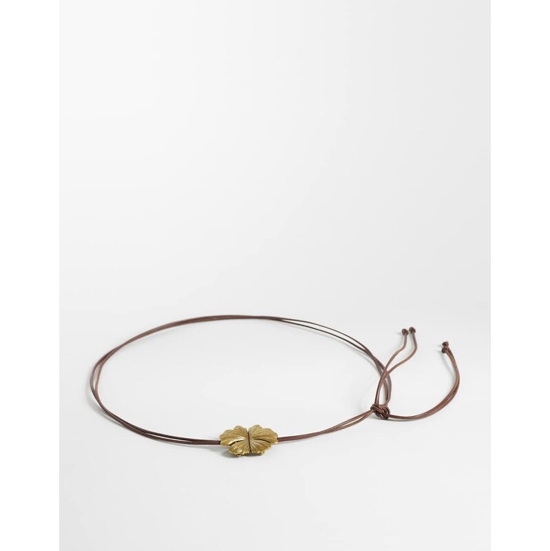 My Accessories curve rope belt with statement flower in brown 114956238