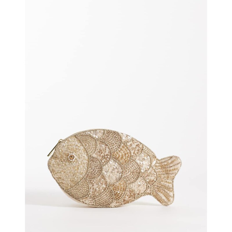 Accessorize beaded fish pouch purse in gold 114956247