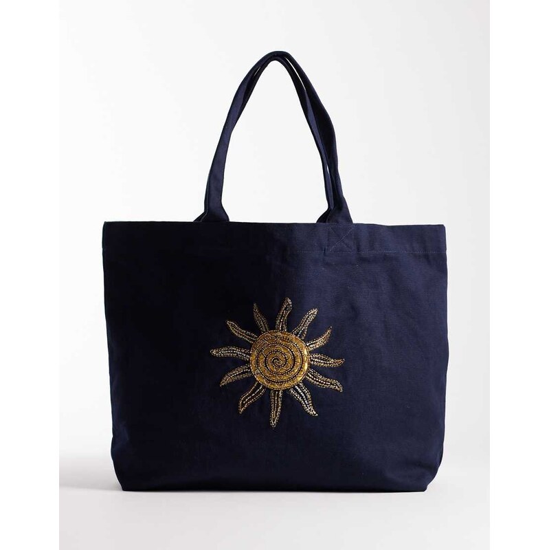 Accessorize embellished sun shopper bag in navy 114956248