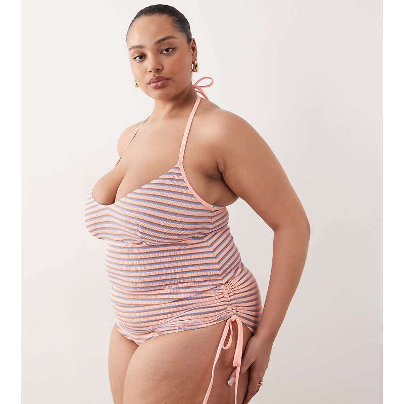 ASOS Curve ASOS DESIGN Curve Sally high waist ruched side bikini
