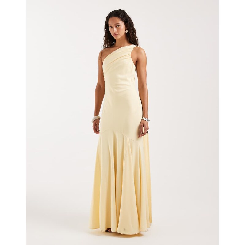 Pretty Lavish Porto matte satin one shoulder scarf neck maxi dress in 114956273