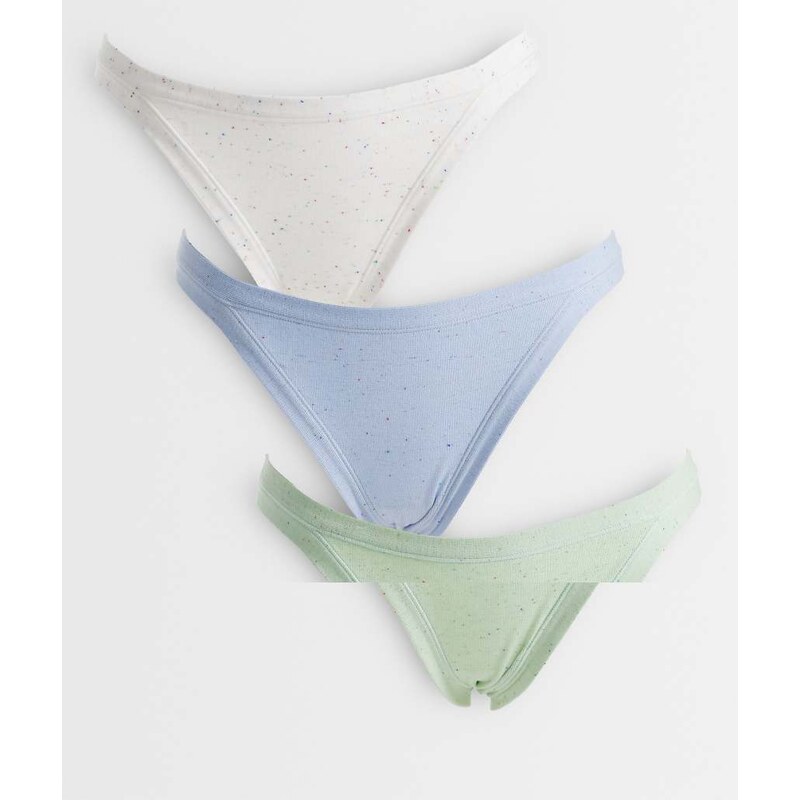 ASOS DESIGN 3 pack 90s tanga brazilian in cream, blue & sage neppy 115520723