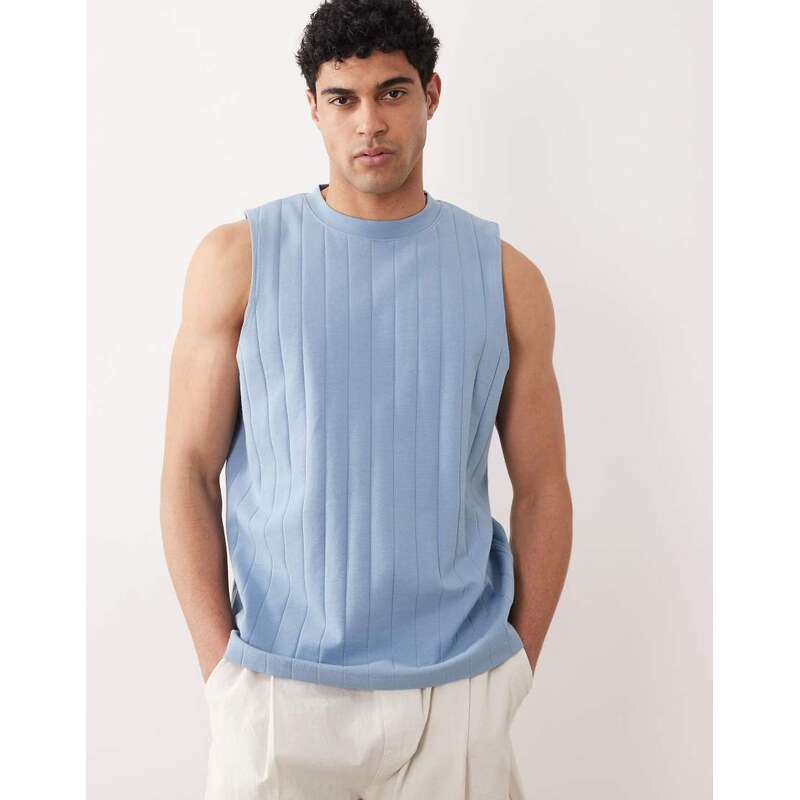 ASOS DESIGN oversized tank in blue wide rib