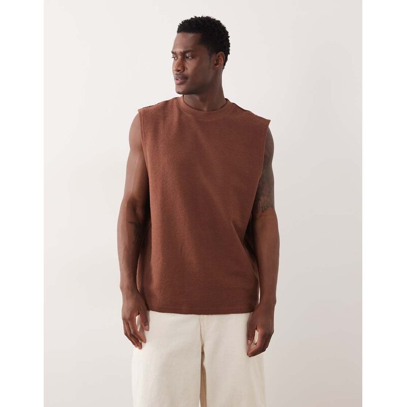 ASOS DESIGN super heavyweight oversized tank in brown texture