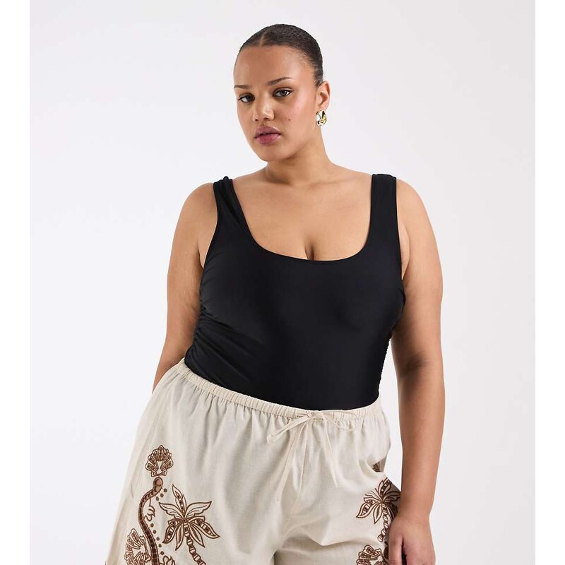 ASOS Curve ASOS DESIGN Curve Angie palm beach tropical embroidered tie 114956328