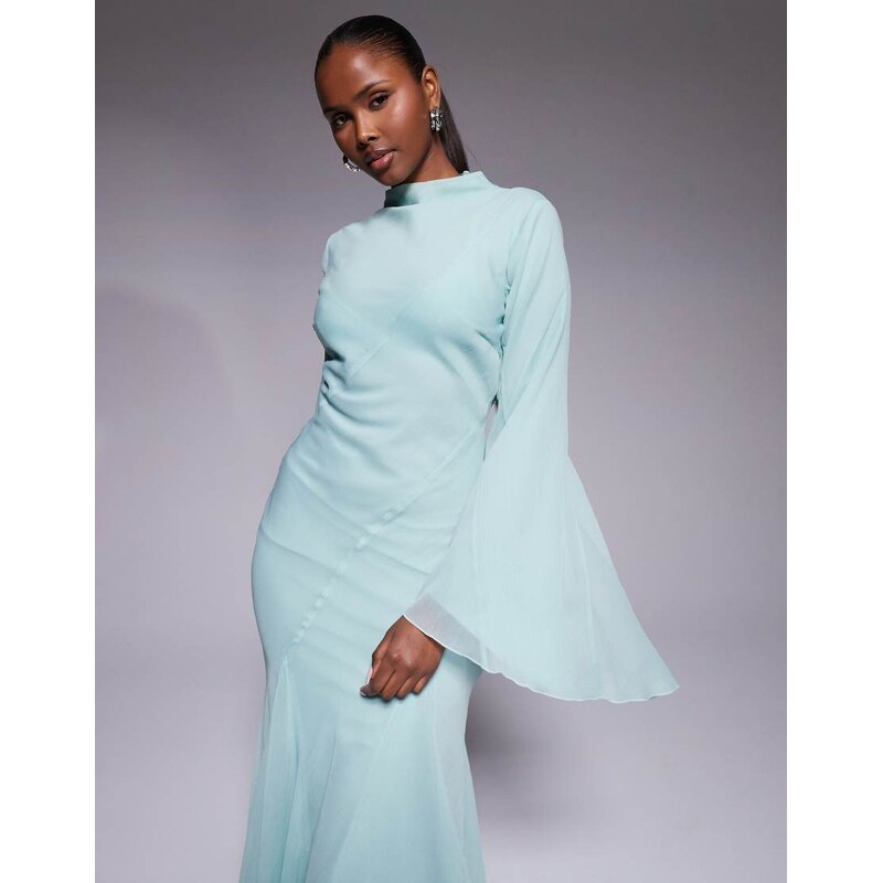 ASOS DESIGN long sleeve high neck maxi dress with ruffle godets and 115521534