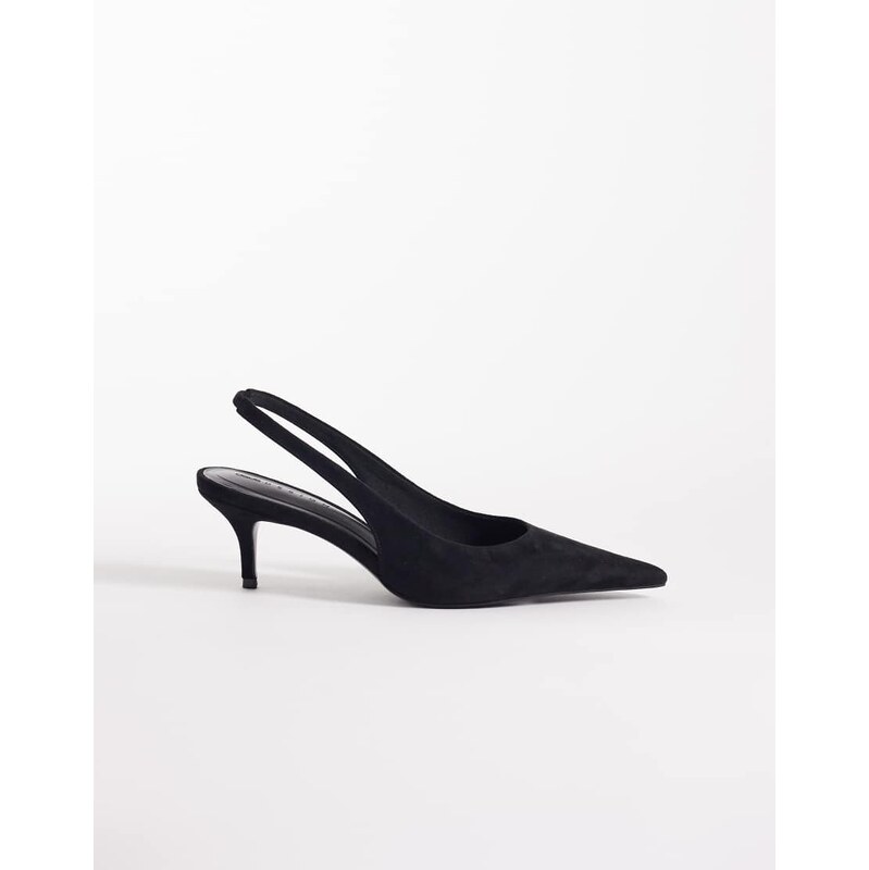 ASOS DESIGN Shade slingback kitten heels in black suedette
