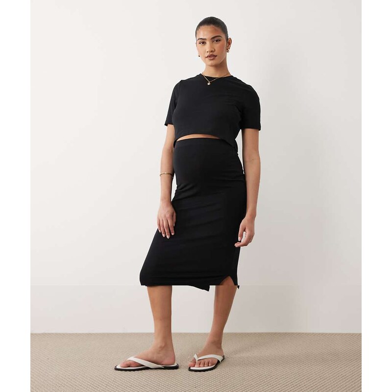 Mama.licious Mamalicious Maternity 2 pack basic jersey crop t