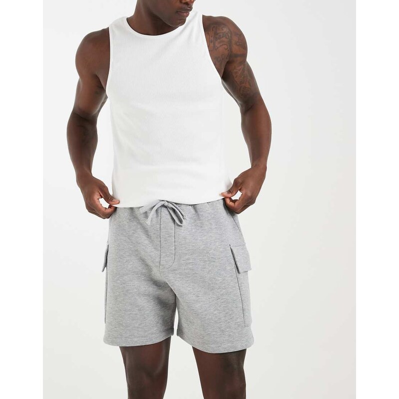 ASOS DESIGN cargo jersey shorts in grey marl
