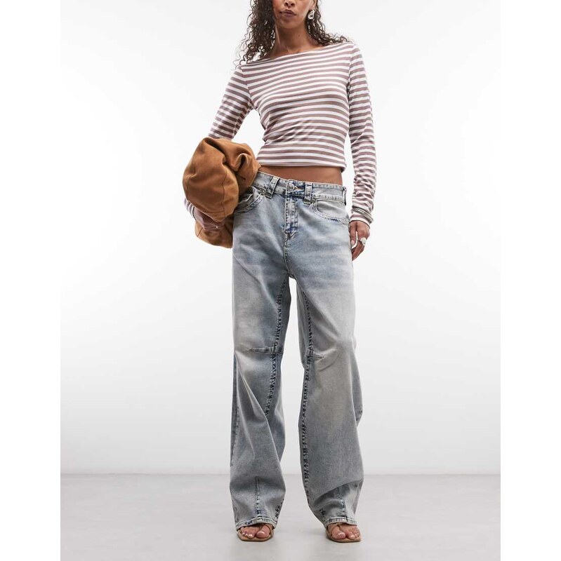 True Religion bailey barrel jeans in faded light wash indigo