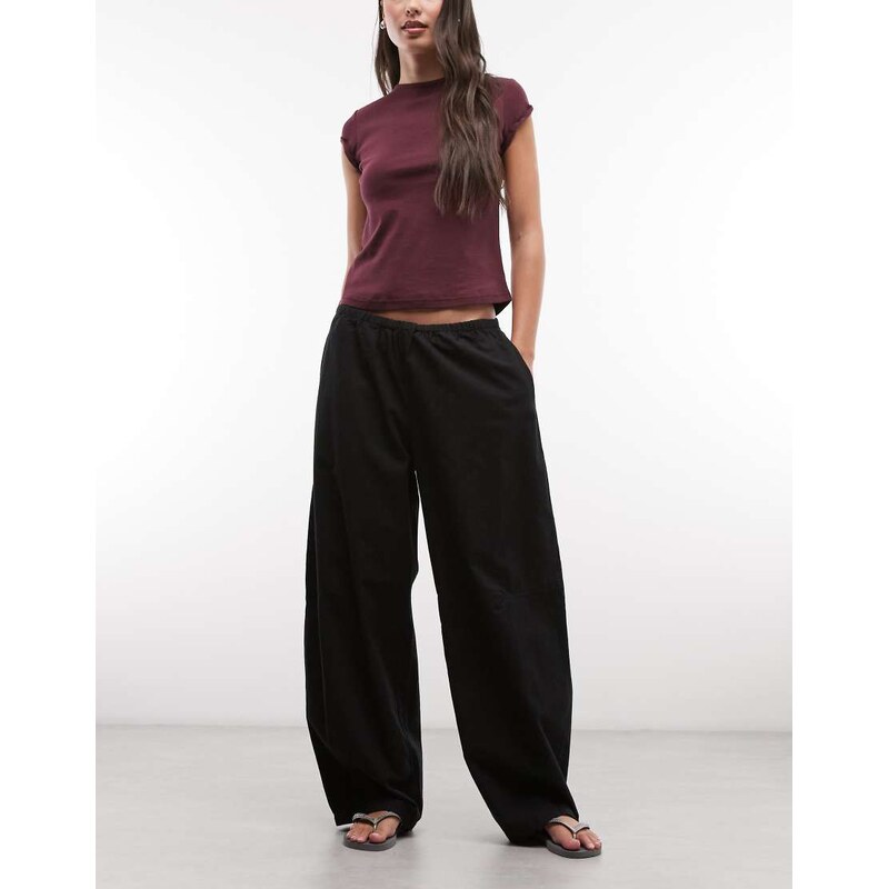 Weekday barrel parachute trousers in black