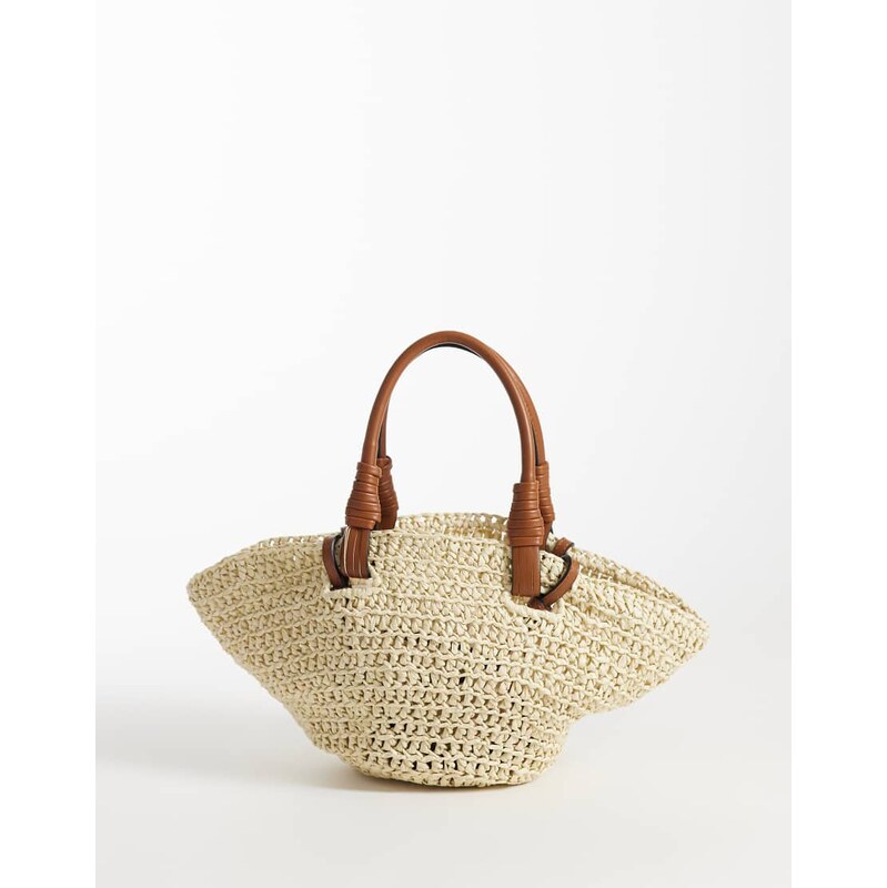 Mango Teen raffia cross body bag in beige-Neutral 114956511