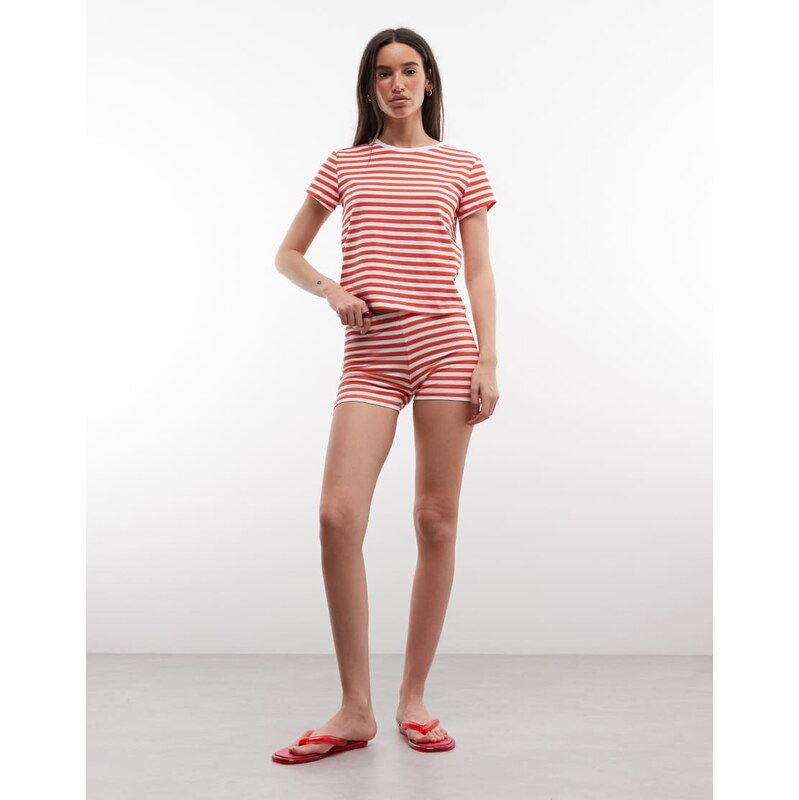 Monki hotpants mix & match co-ord in red stripe