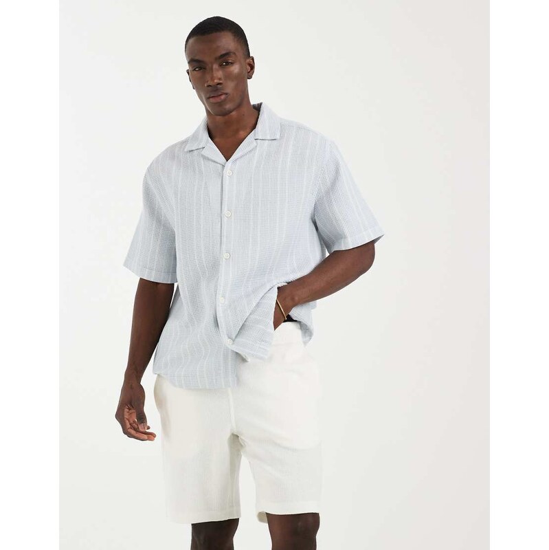 Mango cotton rich textured knit shorts in white
