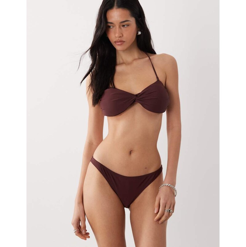 Mango bikini bottoms in burgundy-Red