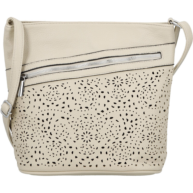 INT COMPANY Trendy dámská koženková crossbody kabelka Tira, krémová 114958609