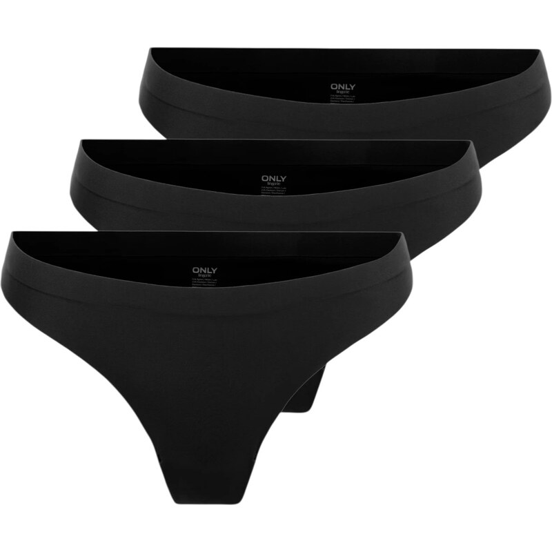3PACK dámská tanga ONLY bezešvá černá (15211630-Black) 114955700