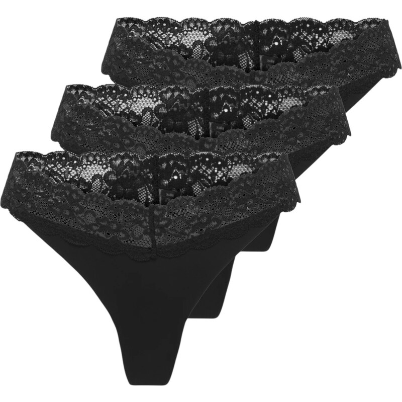 3PACK dámská tanga ONLY černá (15340169-Black) 114955698