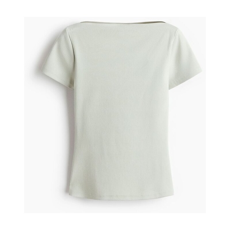H&M - Bavlněný tops lodičkovým výstřihem - zelená 114956132