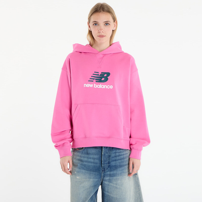 Mikina New Balance Athletics French Terry Logo Hoodie Pink Satin