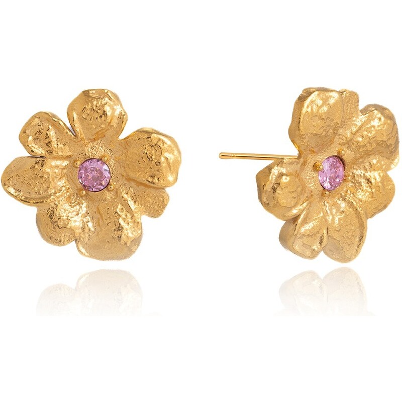 ELENYS Bloom Rosé – pozlacené náušnice 18K žluté zlato