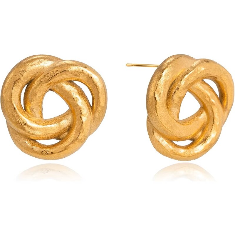 ELENYS Golden Knot – pozlacené náušnice 18K žluté zlato