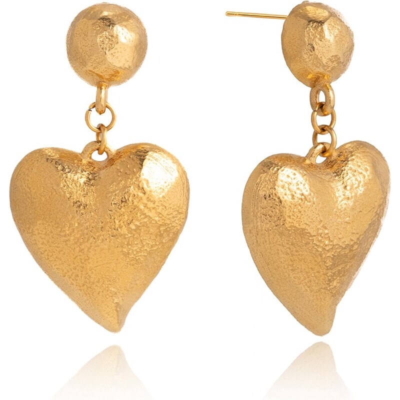 ELENYS Golden Heart – pozlacené náušnice 18K žluté zlato 114957939