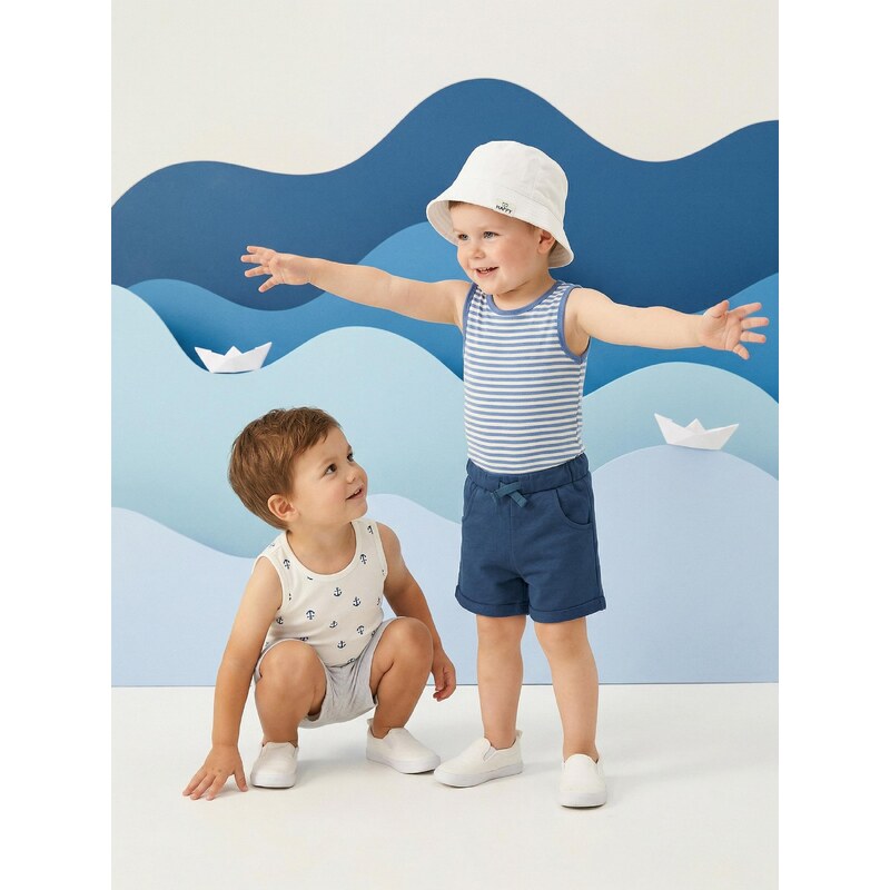 Sinsay - Bavlněné body s námořnickým motivem 2 pack - krémová