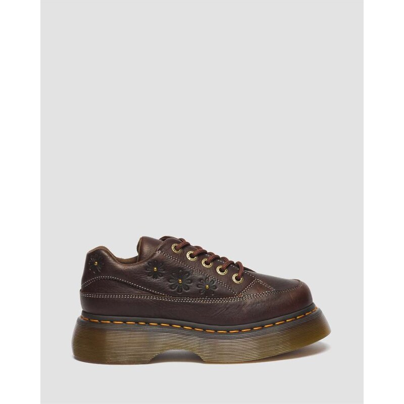 Dr Martens Buzz 5 eye floral embossed shoes in dark brown 114958865