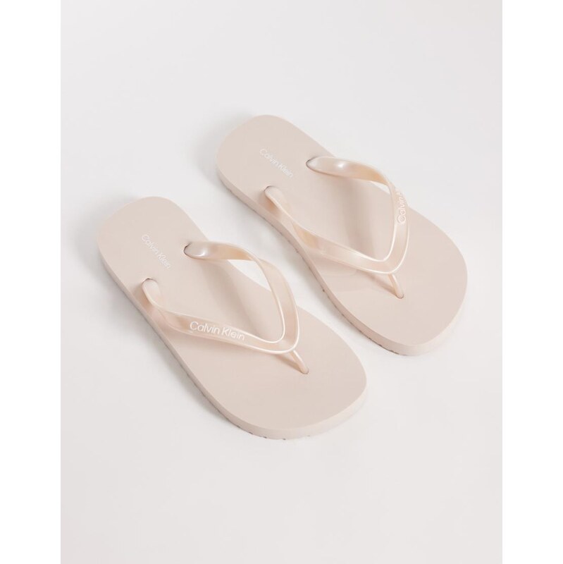 Calvin Klein Jeans metallic flip flops in pink 114958899