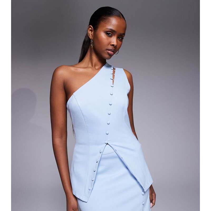 Kaiia exclusive structured asymmetric shoulder button through