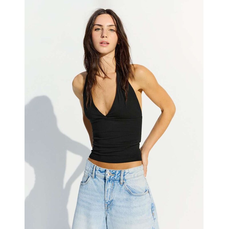 Bershka Halter top in black