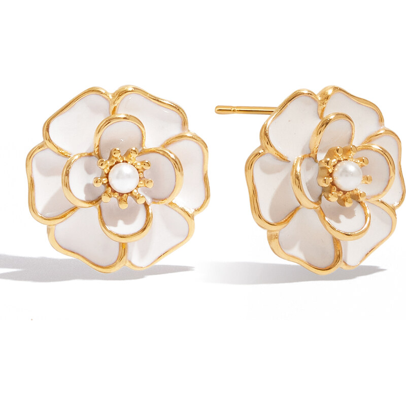 ELENYS Soft Bloom – pozlacené náušnice 18K žluté zlato