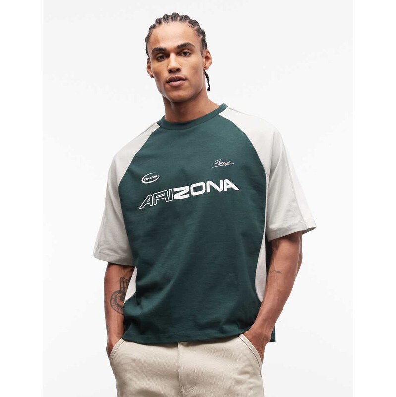 ASOS DESIGN boxy oversized t-shirt with cut and sew panelling
