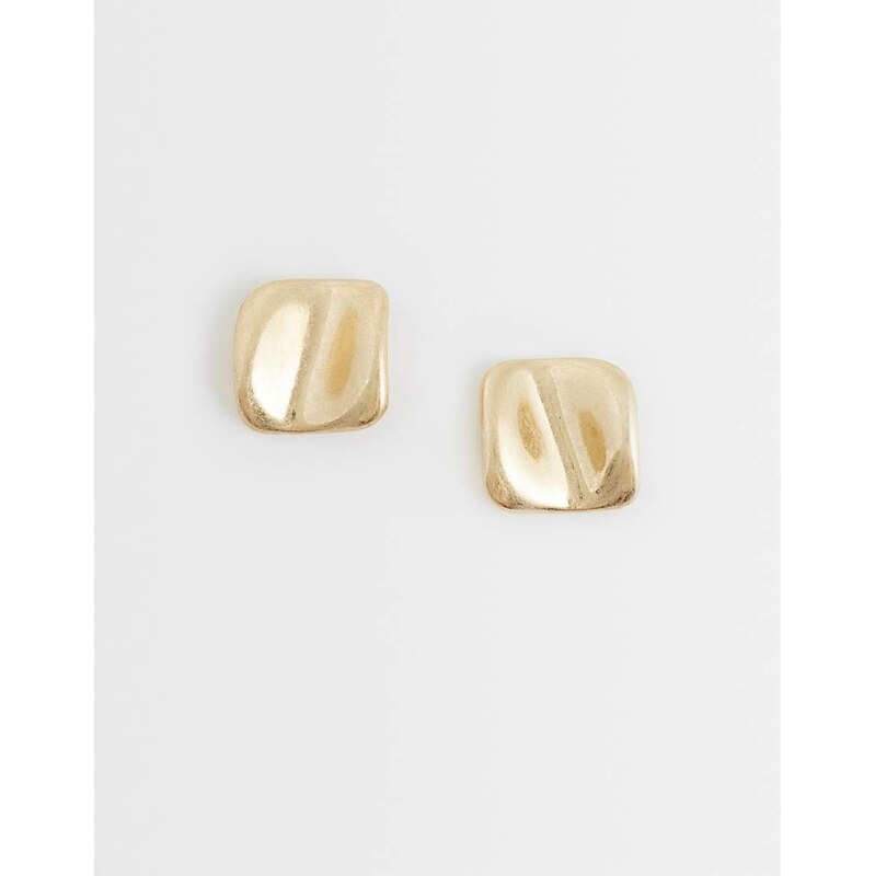 ASOS DESIGN stud earrings with abstract design in brushed gold