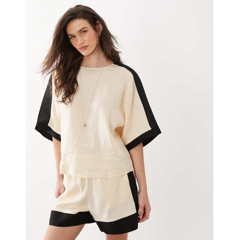 Mango Morti 100% linen oversized short sleeve blouse co-ord in