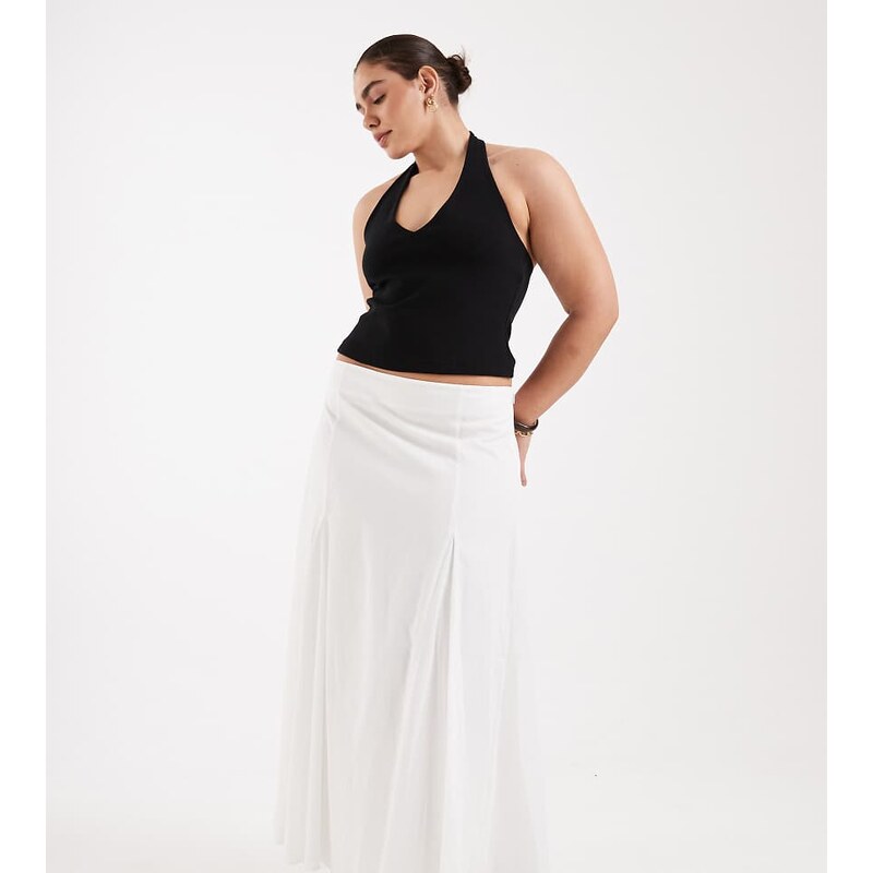 ASOS Curve ASOS DESIGN Curve cotton godet maxi skirt in white 115521351