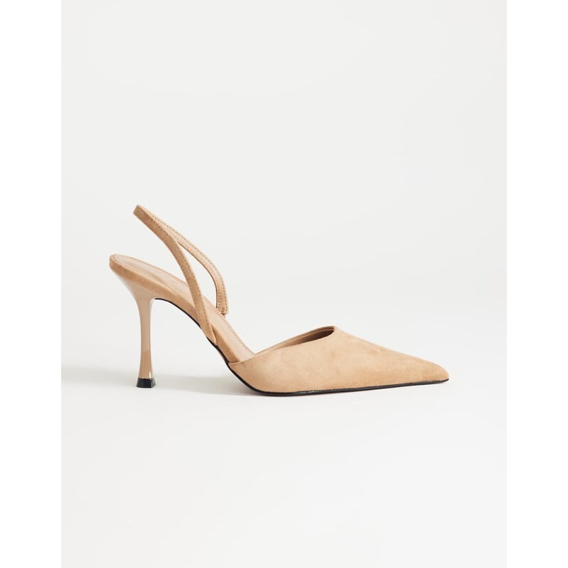 Topshop Angel faux suede high heeled court shoe in taupe-Neutral