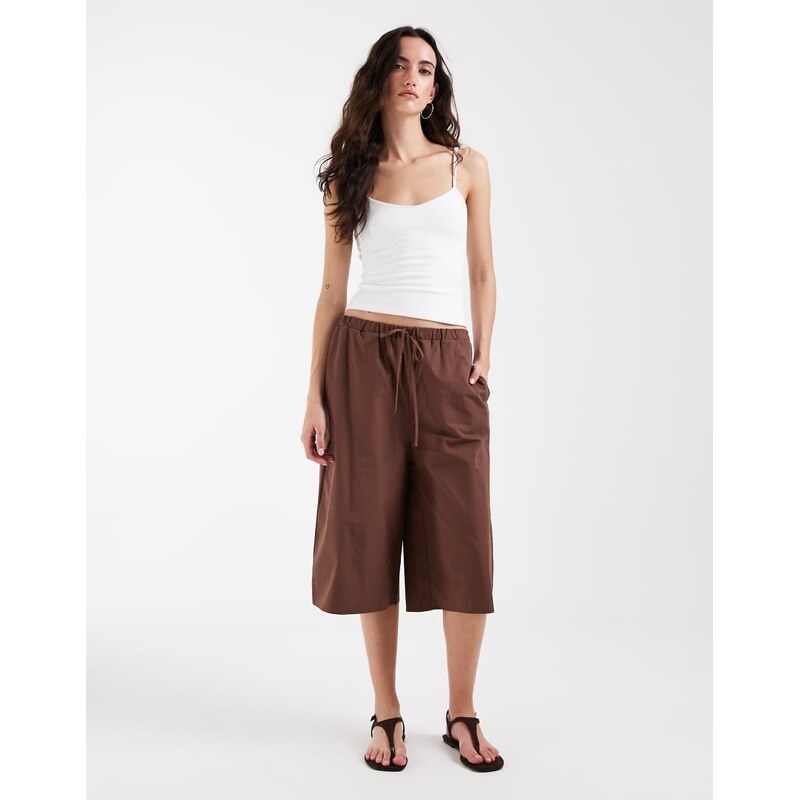 ASOS DESIGN cotton longline bermuda short in chocolate-Brown