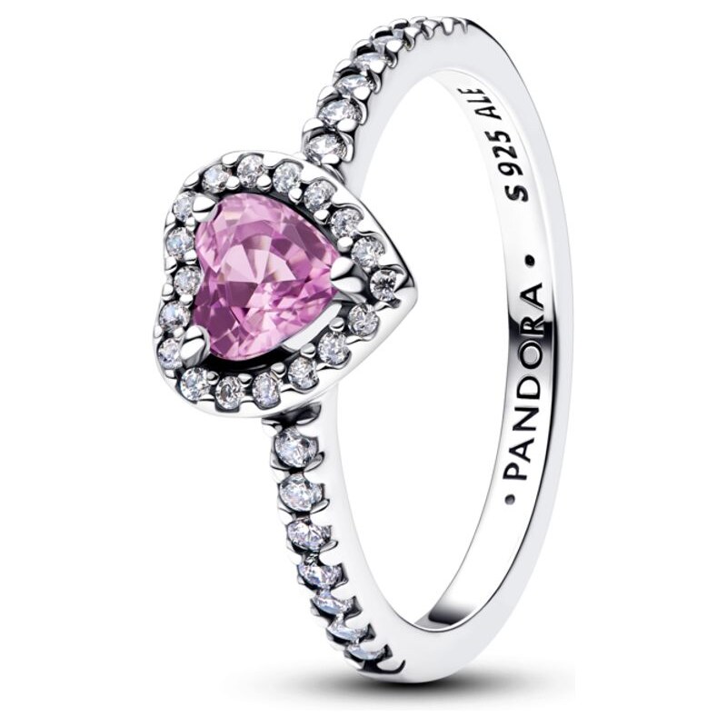 PANDORA prsten Vyvýšené světle fialové srdce 114959260