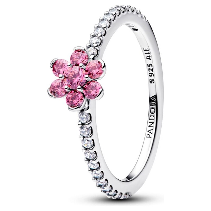 PANDORA stříbrný prsten s Růžovou květinou 114959324