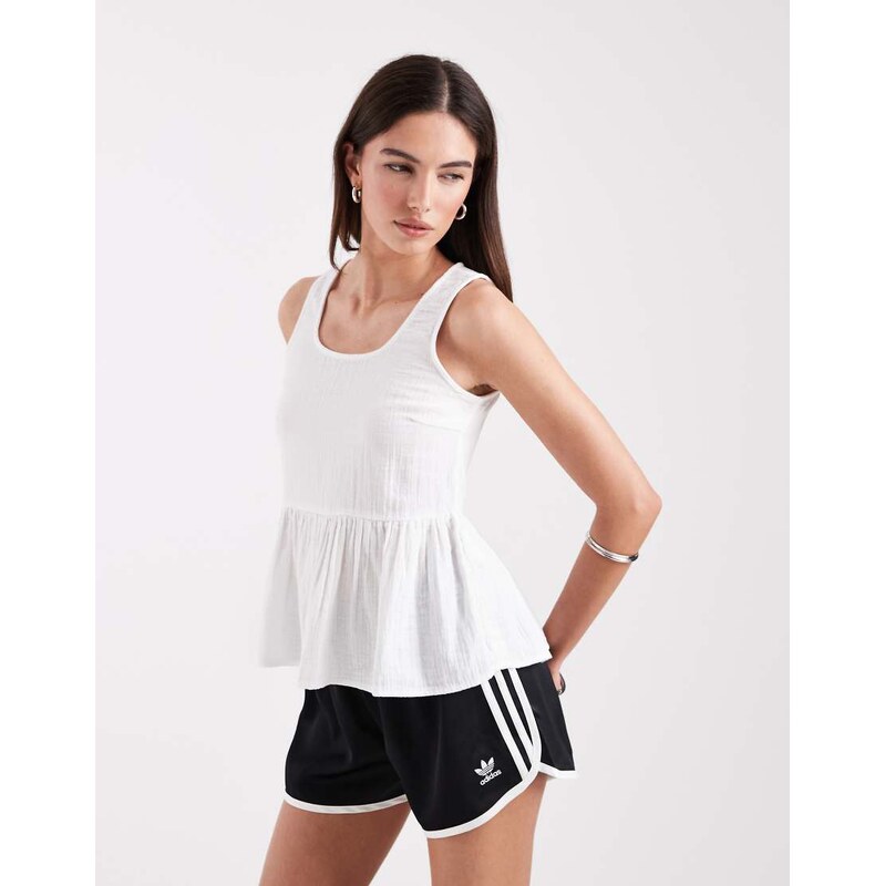 ONLY sleeveless peplum cheesecloth top in white