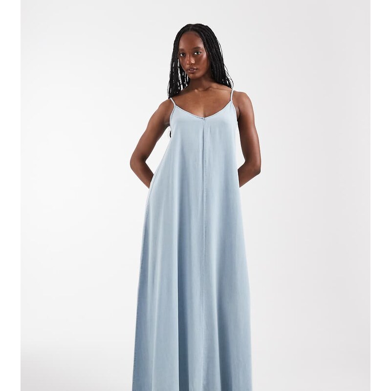 ONLY Tall chambray maxi dress in light blue