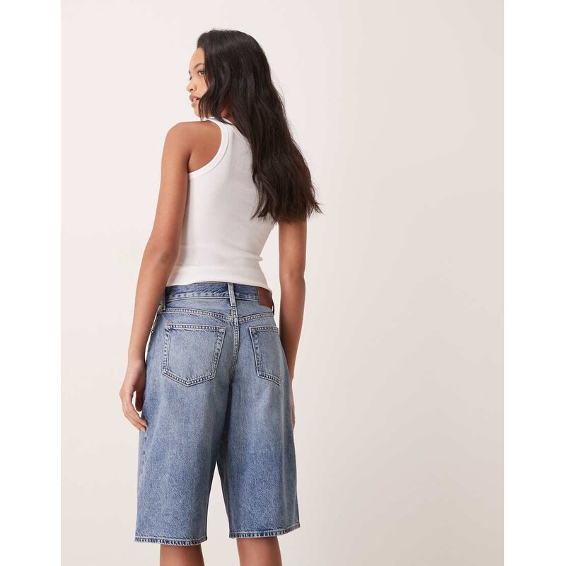 Calvin Klein Jeans long denim short in mid blue 114962153