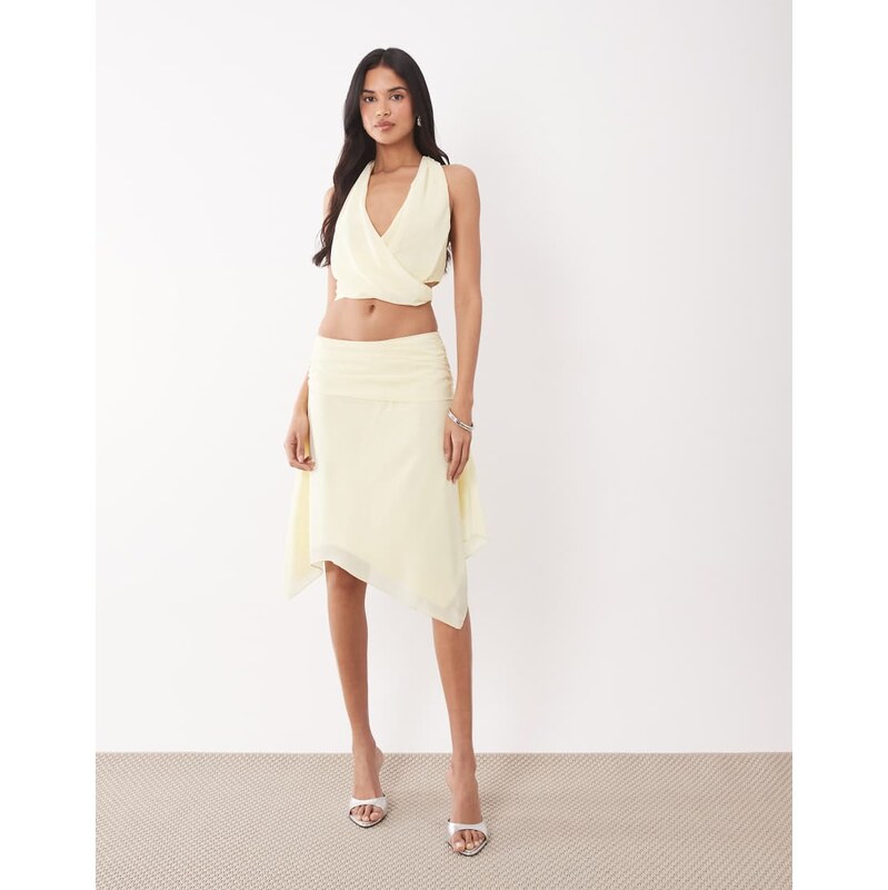 The Frolic exclusive chiffon hanky hem midi skirt co-ord in