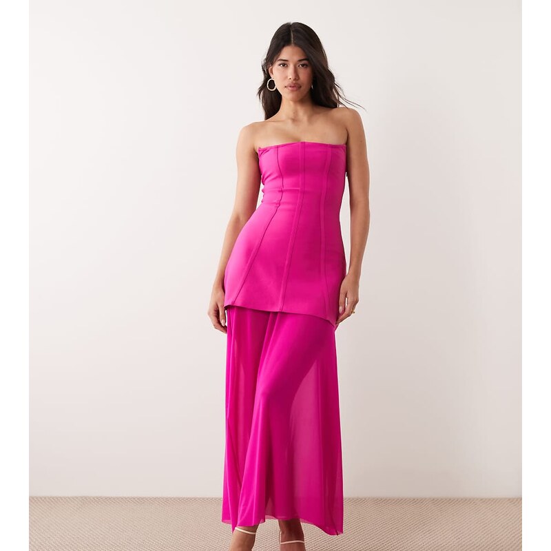 Kaiia exclusive 00s sculpting bandage bandeau sheer hem maxi